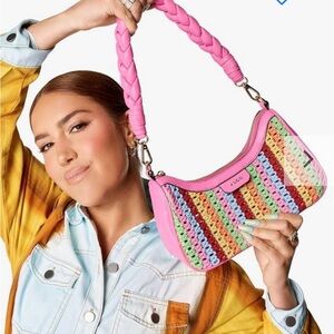 Aldo Pink and Multicolor Woven Shoulder Bag